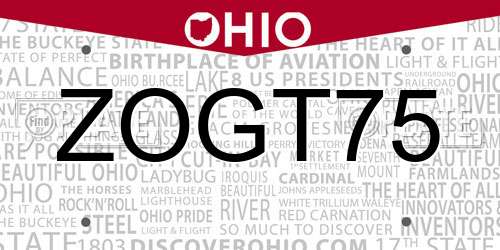 ZOGT75 Ohio License Plate
