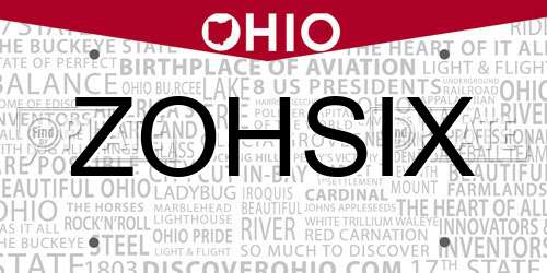 ZOHSIX Ohio License Plate