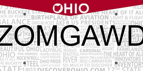 ZOMGAWD Ohio License Plate