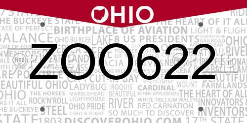 ZOO622 Ohio License Plate