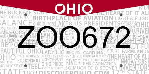 ZOO672 Ohio License Plate