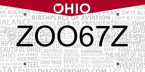 ZOO67Z Ohio License Plate