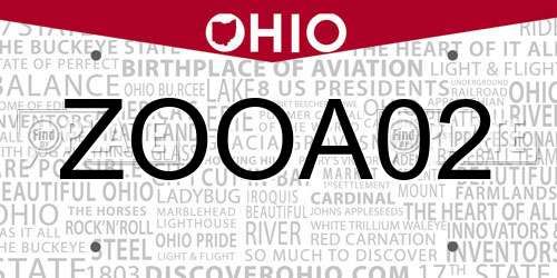 ZOOA02 Ohio License Plate