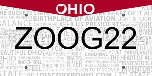 ZOOG22 Ohio License Plate