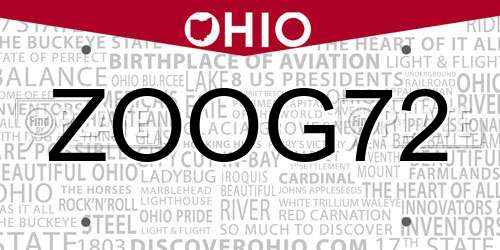 ZOOG72 Ohio License Plate