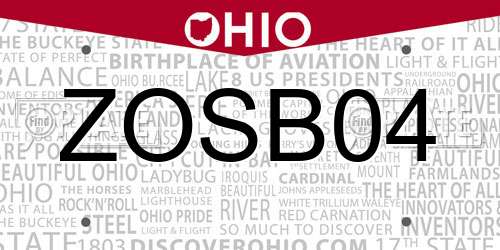 ZOSB04 Ohio License Plate