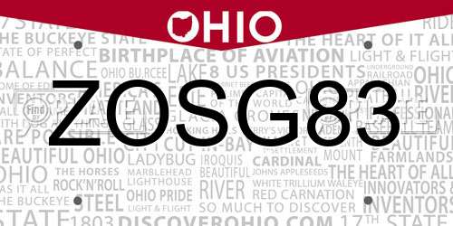 ZOSG83 Ohio License Plate