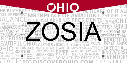 ZOSIA Ohio License Plate