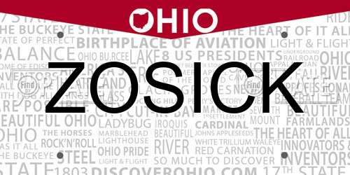 ZOSICK Ohio License Plate