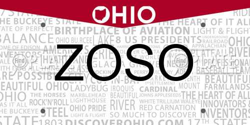 ZOSO Ohio License Plate