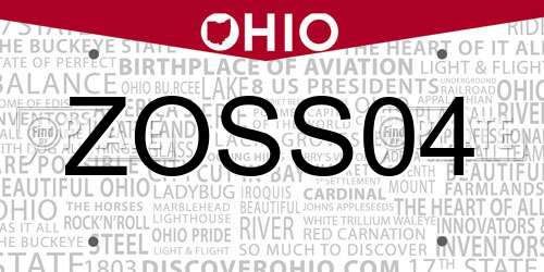 ZOSS04 Ohio License Plate