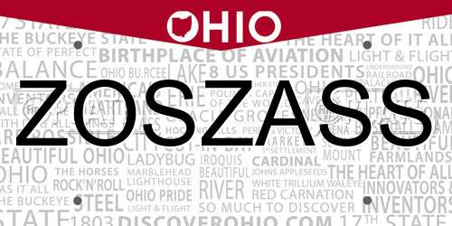 ZOSZASS Ohio License Plate