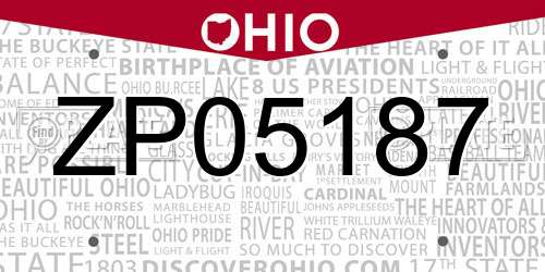 ZP05187 Ohio License Plate