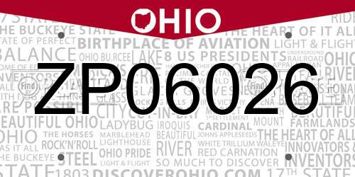 ZP06026 Ohio License Plate