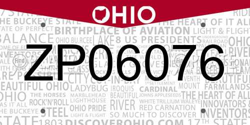 ZP06076 Ohio License Plate