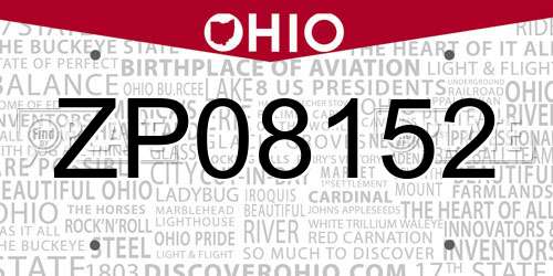 ZP08152 Ohio License Plate