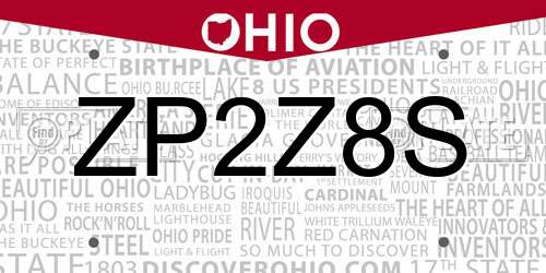 ZP2Z8S Ohio License Plate