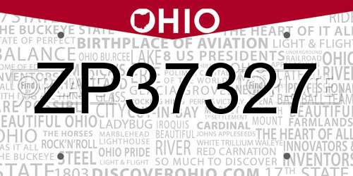 ZP37327 Ohio License Plate