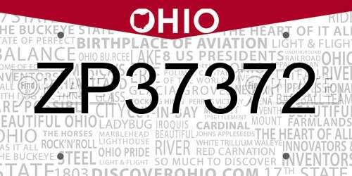 ZP37372 Ohio License Plate