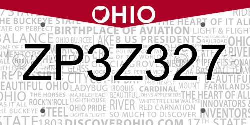 ZP3Z327 Ohio License Plate