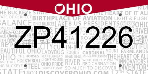 ZP41226 Ohio License Plate