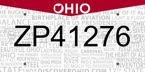 ZP41276 Ohio License Plate