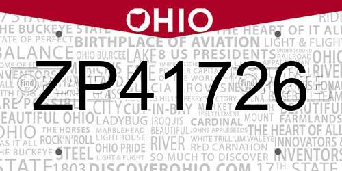 ZP41726 Ohio License Plate
