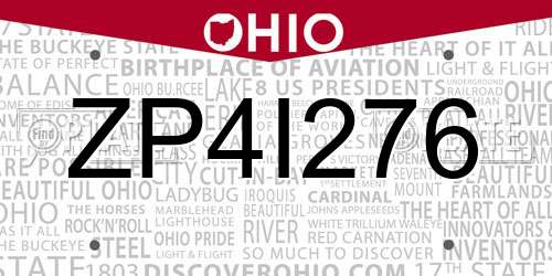 ZP4I276 Ohio License Plate