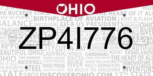ZP4I776 Ohio License Plate