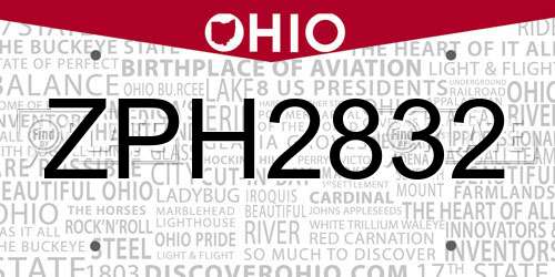 ZPH2832 Ohio License Plate