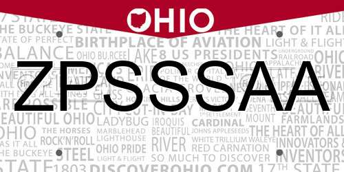 ZPSSSAA Ohio License Plate