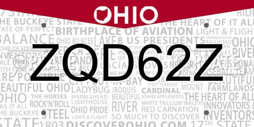 ZQD62Z Ohio License Plate