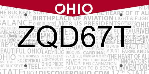 ZQD67T Ohio License Plate