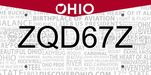 ZQD67Z Ohio License Plate