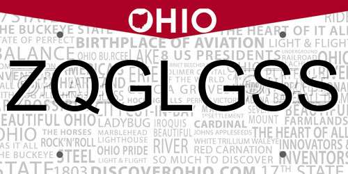 ZQGLGSS Ohio License Plate