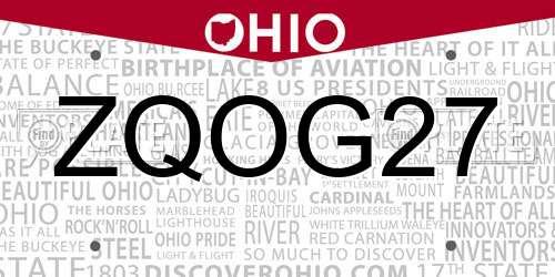 ZQOG27 Ohio License Plate