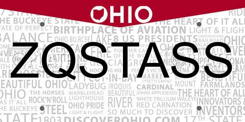 ZQSTASS Ohio License Plate