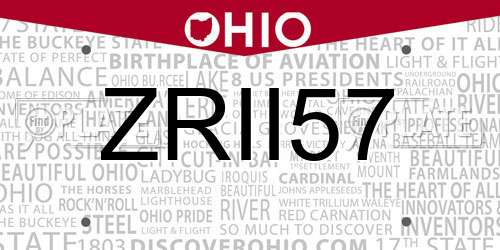 ZRII57 Ohio License Plate