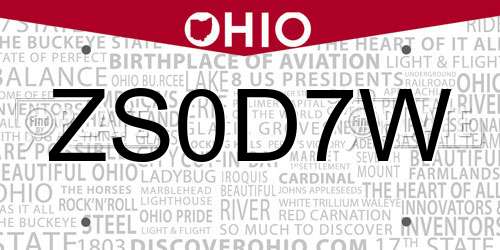 ZS0D7W Ohio License Plate