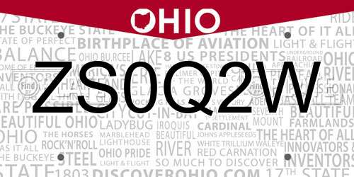 ZS0Q2W Ohio License Plate