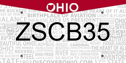 ZSCB35 Ohio License Plate