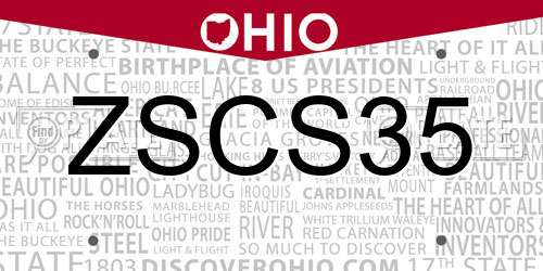 ZSCS35 Ohio License Plate