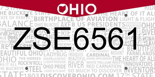 ZSE6561 Ohio License Plate
