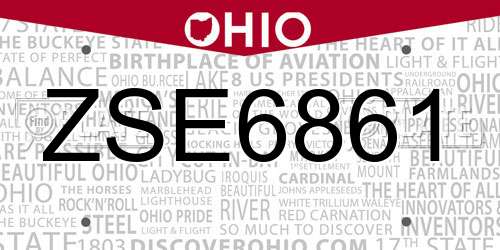 ZSE6861 Ohio License Plate
