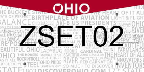 ZSET02 Ohio License Plate