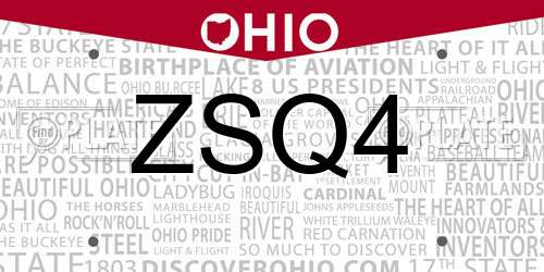 ZSQ4 Ohio License Plate