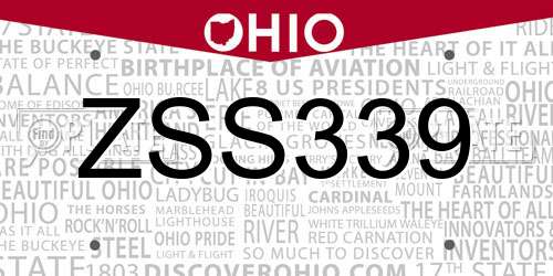 ZSS339 Ohio License Plate