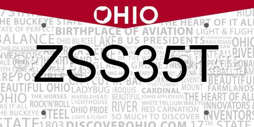 ZSS35T Ohio License Plate