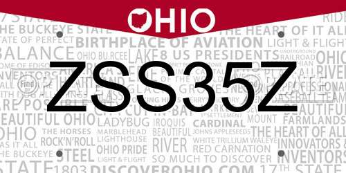 ZSS35Z Ohio License Plate