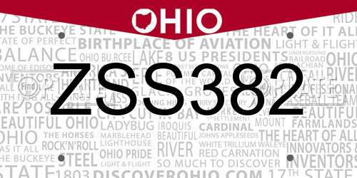 ZSS382 Ohio License Plate